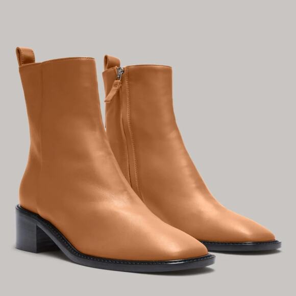 Everlane Women's The City Boot Leather Upper Block Heel Saddle Brown Size 7 NWOB - Picture 2 of 12